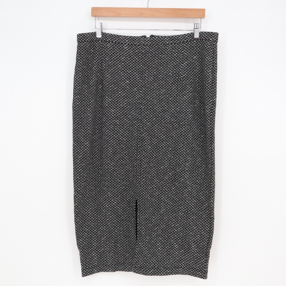 Banana Republic Skirt Womens 16 Pencil Herringbone Black White Stretch Excellent